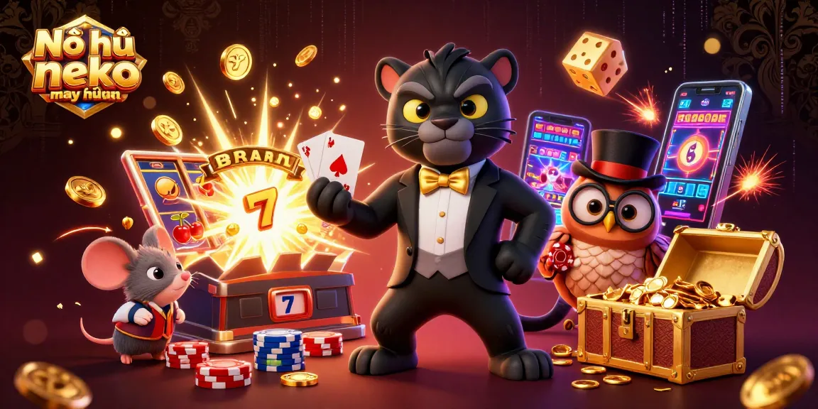 Nổ hũ neko may mắn slot game features an exciting jackpot explosion and vibrant characters.