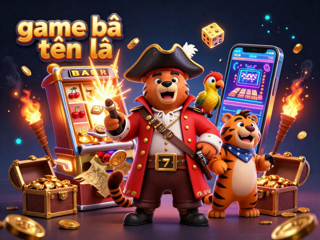 Experience the thrilling game bài tiến lên with a pirate bear, tiger, and magical casino elements.