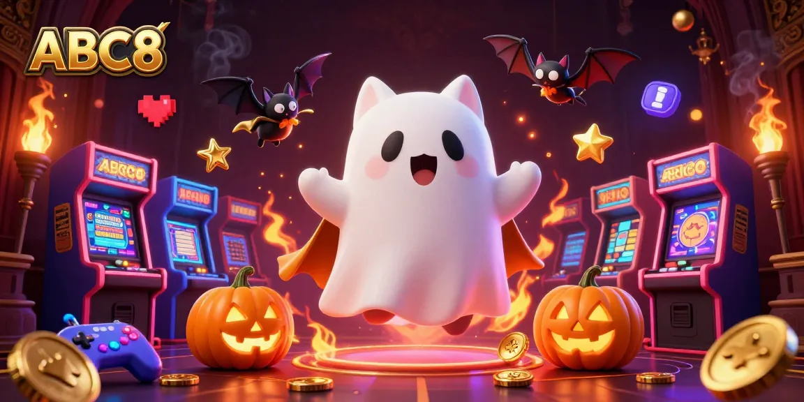 Explore thrilling gaming adventures at ABC8 with a ghost cat and vampire bat in a haunted casino.
