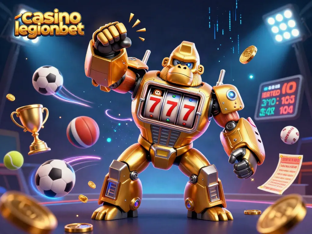 Experience thrilling gaming action at casino legionbet with vibrant 3D illustration showcasing dynamic elements.