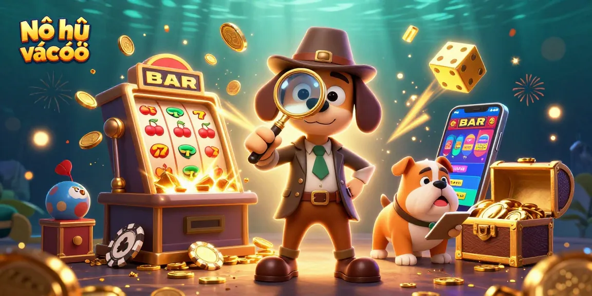 Nổ hũ đại dịch xác sống captures a 3D detective and bulldog amidst dynamic casino elements, exploring jackpot treasures.