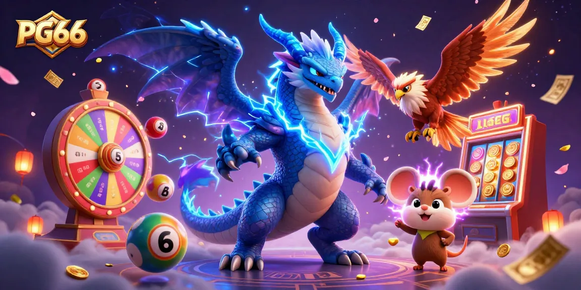 Experience thrilling gameplay at PG66 with vibrant slot machines, golden tickets, and exciting characters!