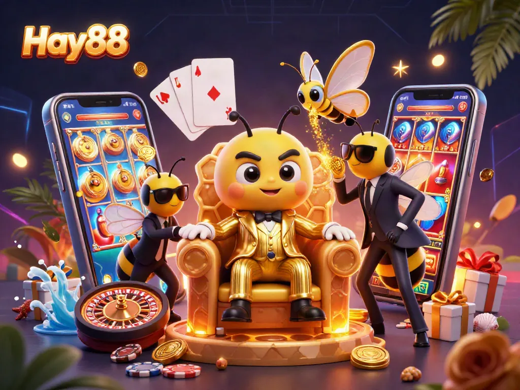 Play exciting slot games at Hay88 with a buzzing bumblebee mob boss amidst riches.