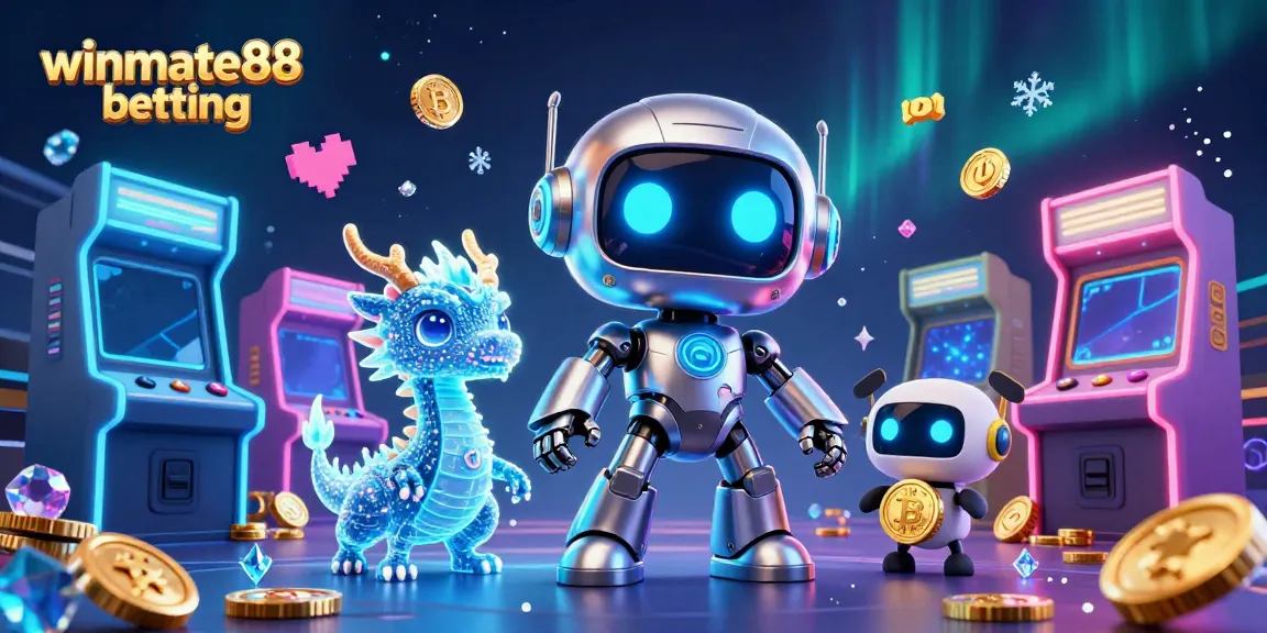 Engage in winmate88 betting with vibrant 3D casino-themed illustration showcasing characters and gaming elements.