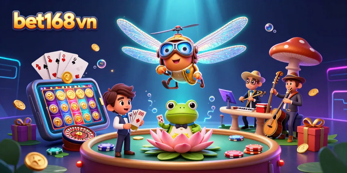 Experience the excitement at bet168 vn with a lively casino scene featuring dynamic characters and vibrant games.