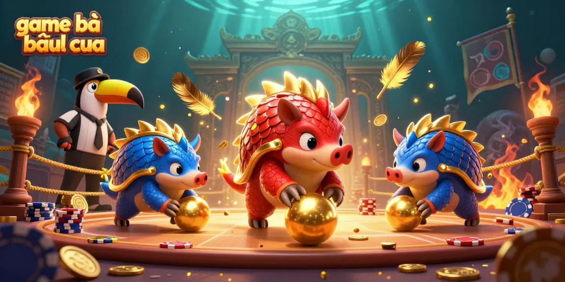 Engage in the dynamic game bài bầu cua with colorful pangolins bowling through poker chips.