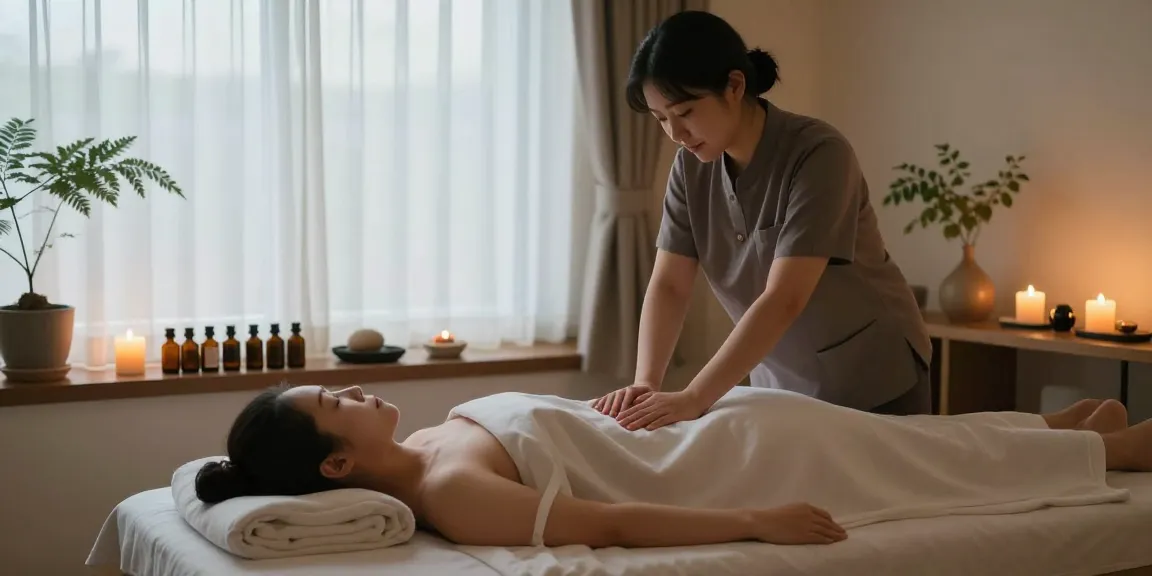 Relaxing spa massage scene showcasing 의정부출장안마 with soft lighting and soothing atmosphere.