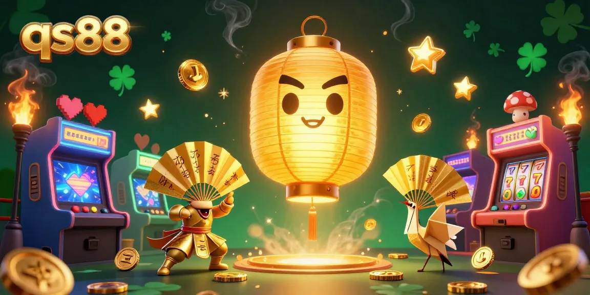 qs88 gaming scene featuring lucky 7s and golden lantern spirit in a casino atmosphere