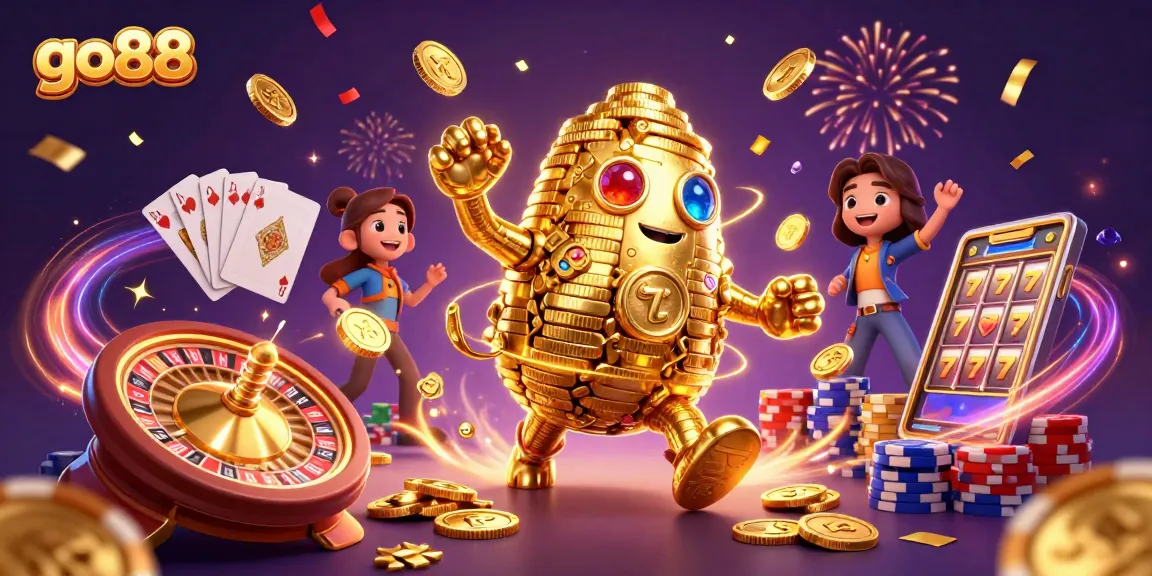 Experience excitement at go88 with dynamic casino elements and a golden golem, perfect for gambling enthusiasts.