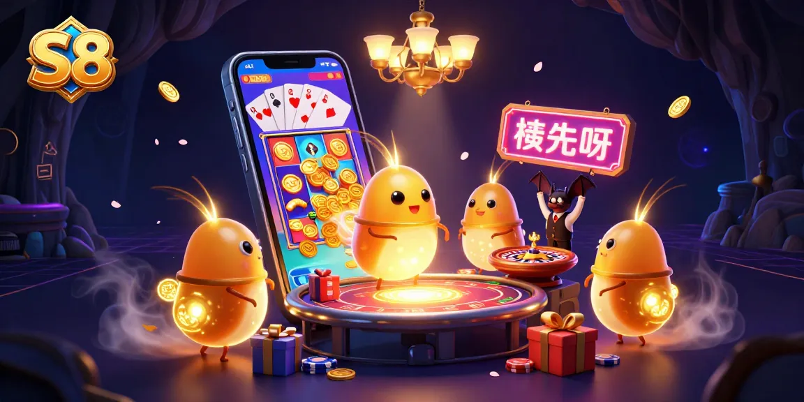 Experience thrilling gameplay at S8 with glowing glowworms and vibrant casino elements.