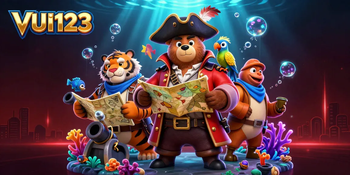 Engage in aquatic fun at VUI123 with vibrant visuals and underwater adventure, featuring colorful sea creatures.