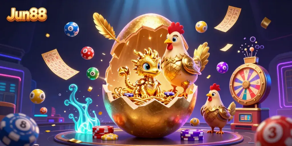 Trải nghiệm trò chơi tại Jun88 với rồng vàng tinh khiết và nhiều phần thưởng trong không gian đầy màu sắc.