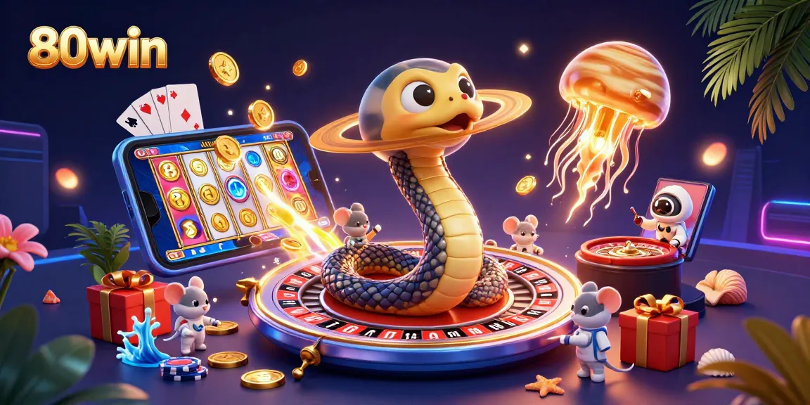 Experience the excitement of 80win with a cosmic casino adventure, featuring playful astronaut mice and dynamic gaming elements.