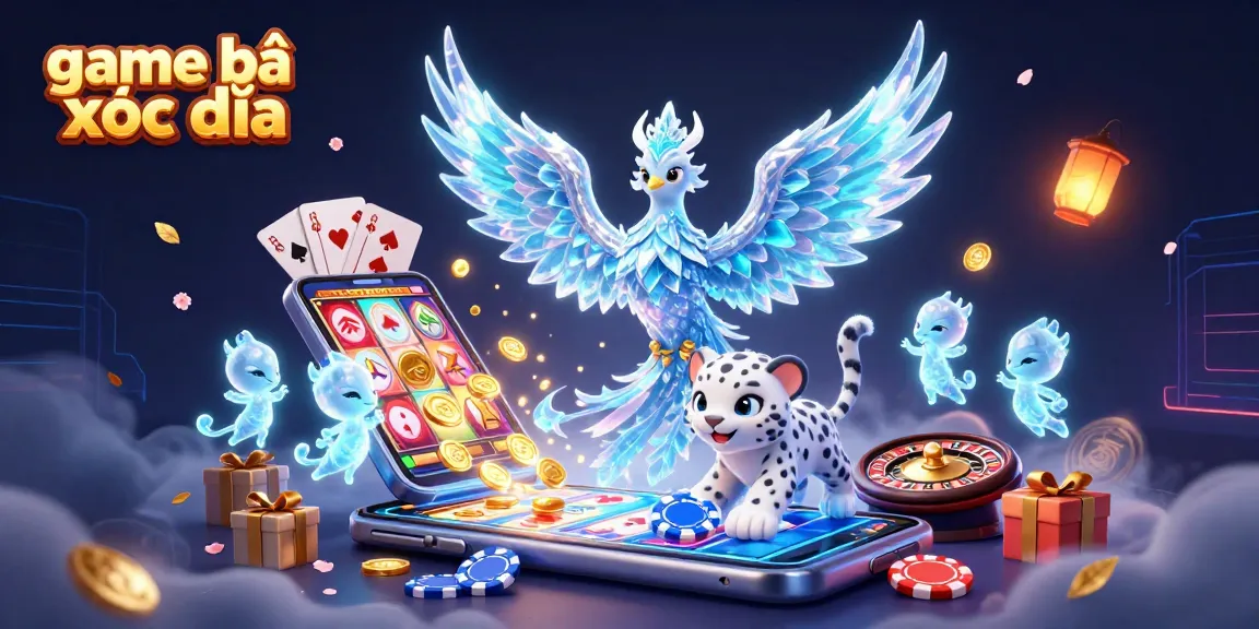 Play the engaging game bài xóc đĩa with vibrant 3D illustration of characters and casino elements.