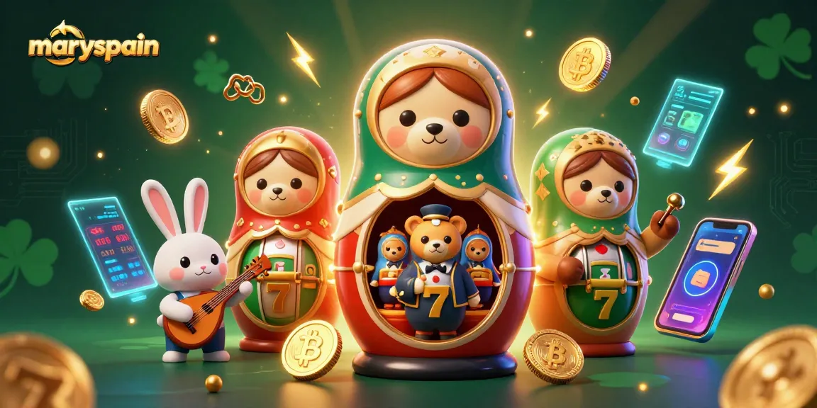 Play exciting slot games with maryspain's vibrant casino atmosphere featuring charming characters.