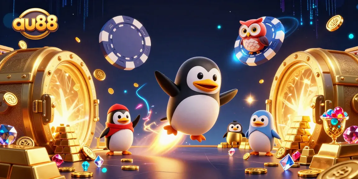 Experience thrilling gameplay with the au88 penguin soaring through a sparkling casino universe.