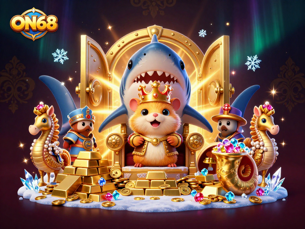 ON68 offers thrilling adventure with its fierce hamster king amidst a treasure-rich casino scene.