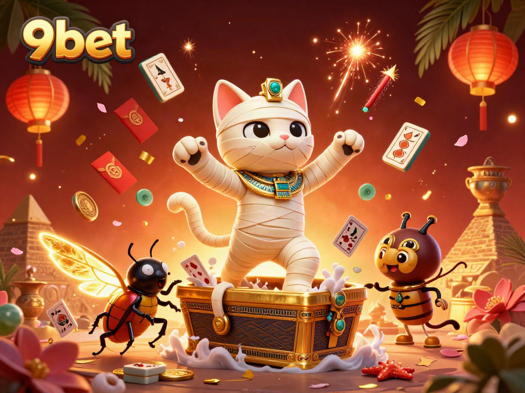 Engage in thrilling games at 9bet with Egyptian-themed casino characters in action.