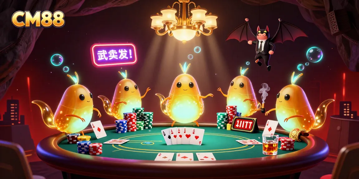 Experience CM88's enchanting cave casino with vibrant glowworms and poker elements.