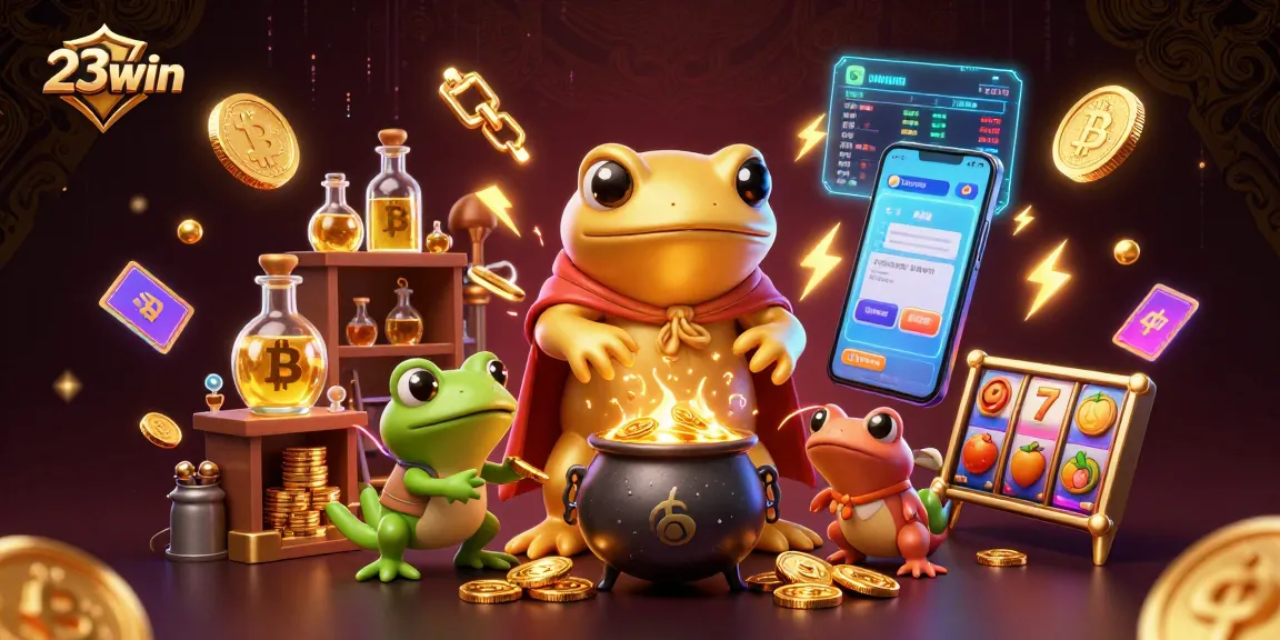 Engage with the dynamic 23win casino scene featuring golden alchemists and luxurious game elements.
