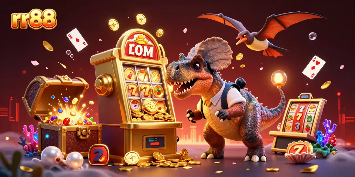 Experience the thrilling jackpot action with rr88 featuring cartoon dinosaurs and dynamic casino elements.
