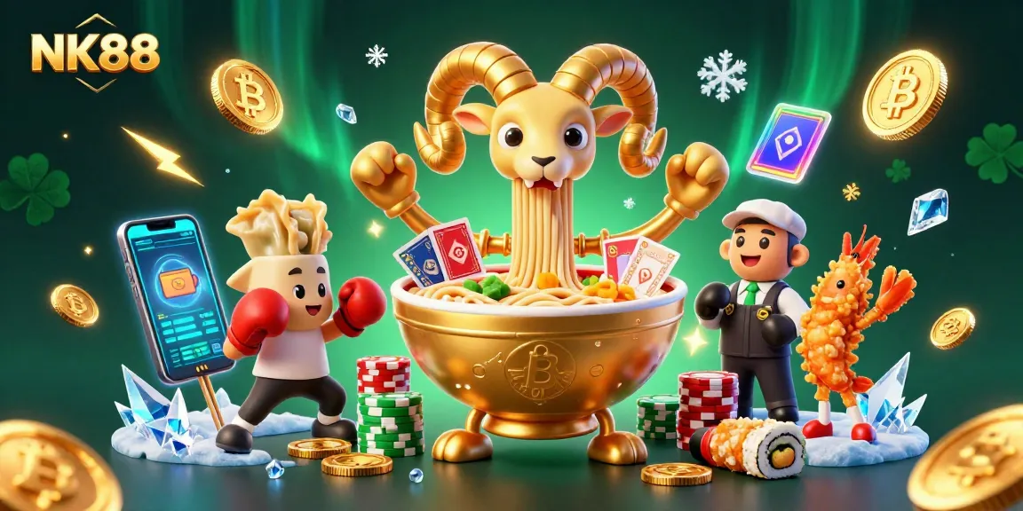 Engage in thrilling betting action at NK88 with vibrant 3D characters and crypto elements.