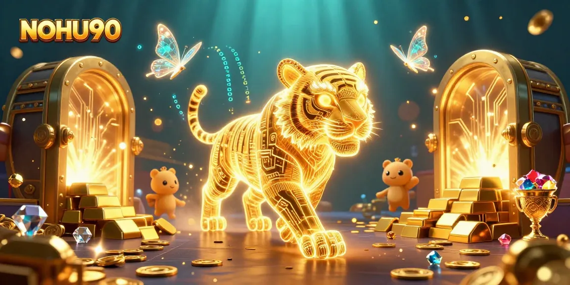Experience the thrill of NOHU90 in a vibrant casino scene filled with golden treasures.