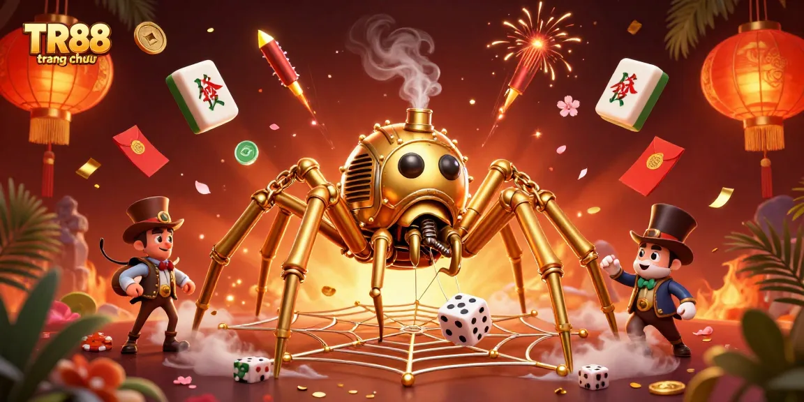 Engaging TR88 trang chủ illustration showcasing steampunk casino characters and vibrant game elements vividly.
