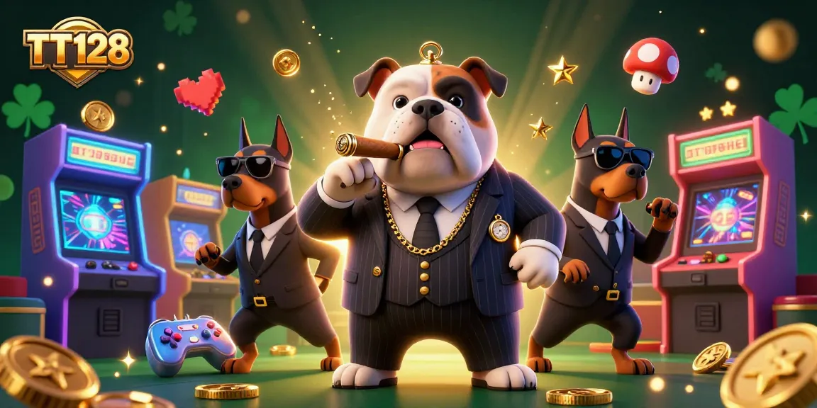 Experience TT128’s thrilling gaming adventures with colorful 3D characters and dynamic casino elements.
