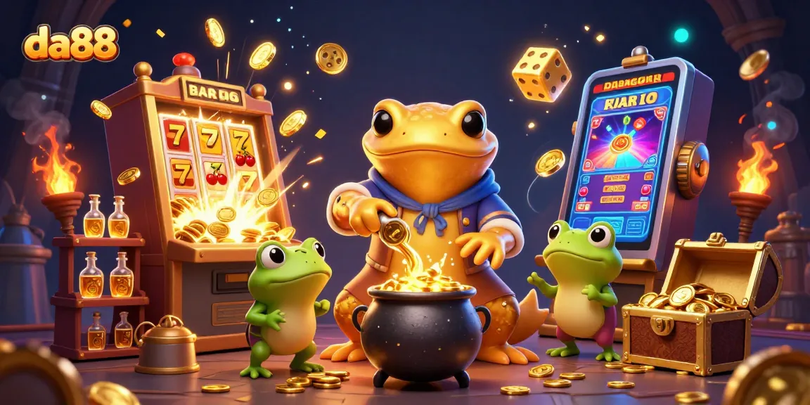 Experience thrilling gameplay with da88 as golden salamanders and lucky symbols explode in this vibrant casino scene.