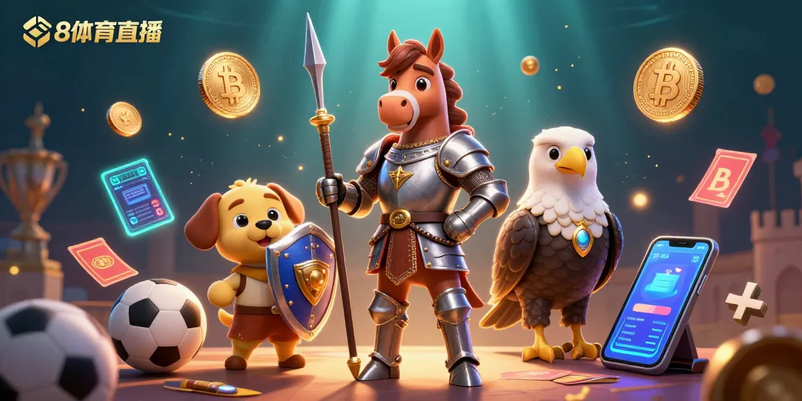 Experience thrilling action with 88体育直播 as sports balls and trophies surround a medieval knight and squire puppy