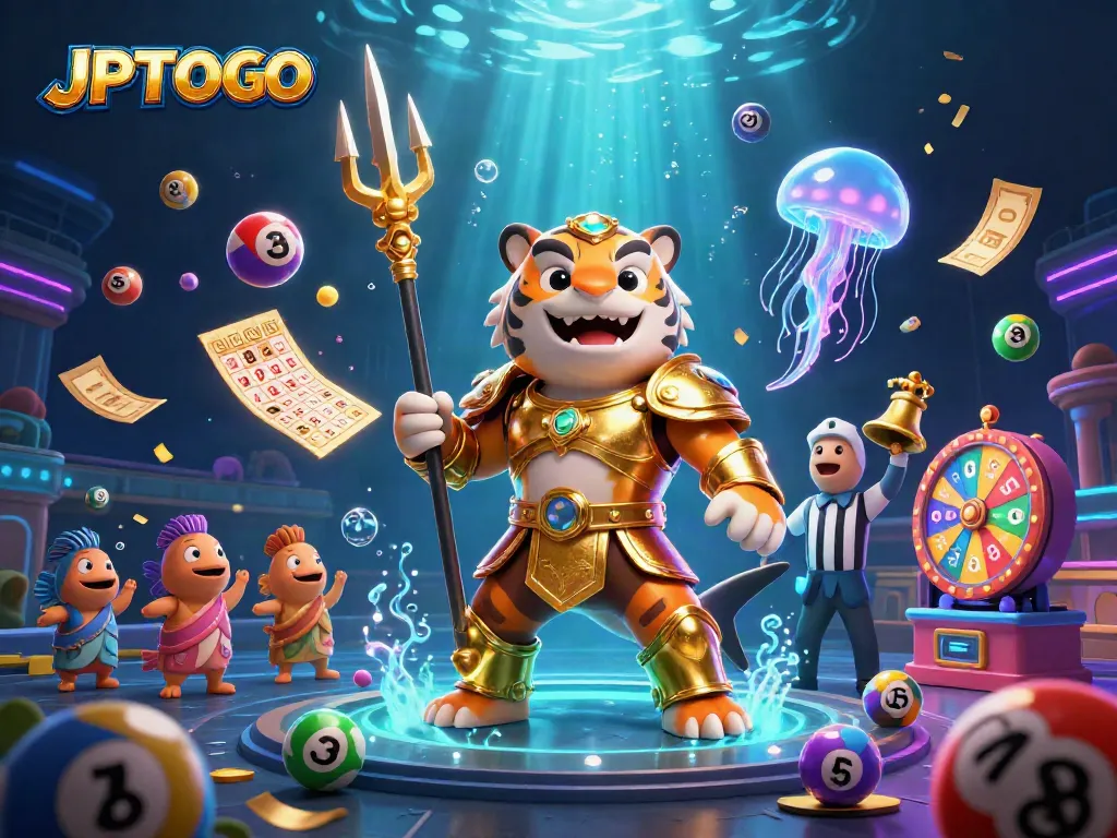 Engage in thrilling gameplay with JPTOTO amidst a vibrant underwater casino scene.
