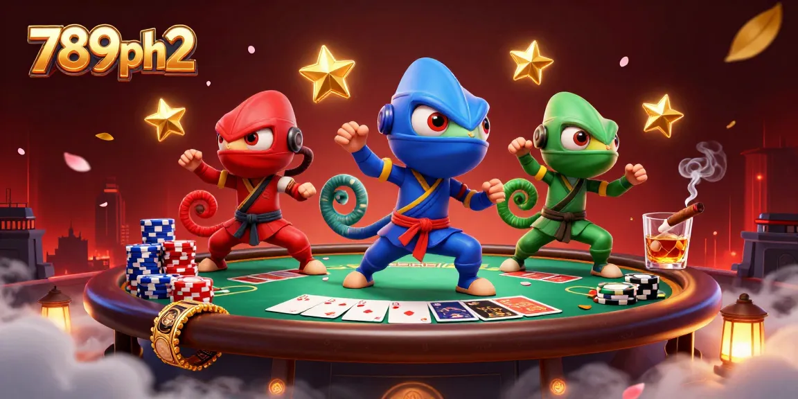 Engage with 789ph2's vibrant casino scene featuring ninja chameleons and poker elements.