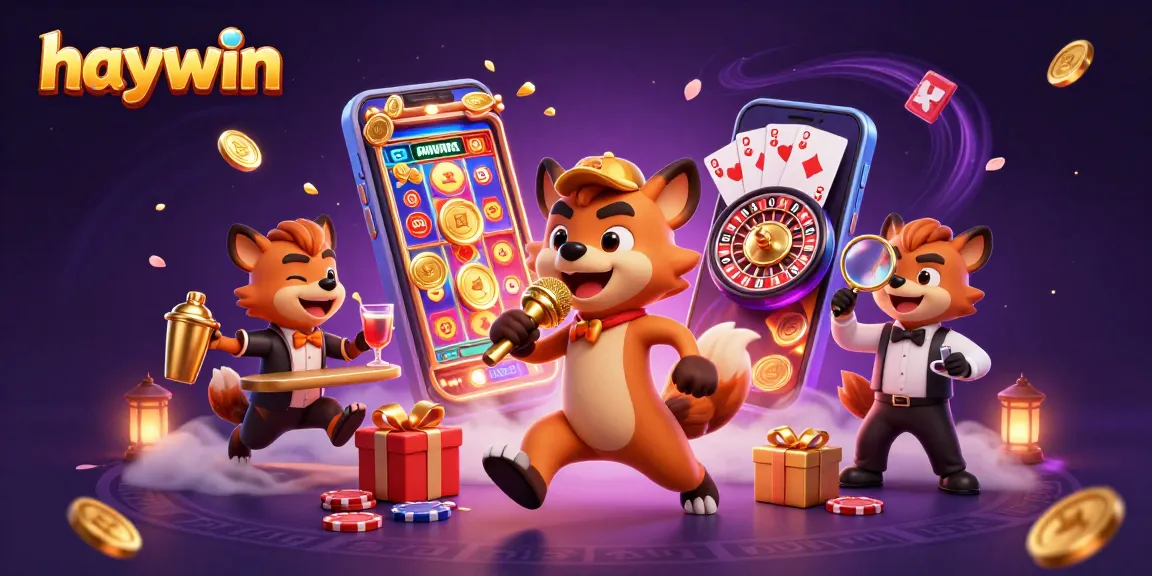 Experience excitement at haywin with hyena characters in a vibrant casino scene.
