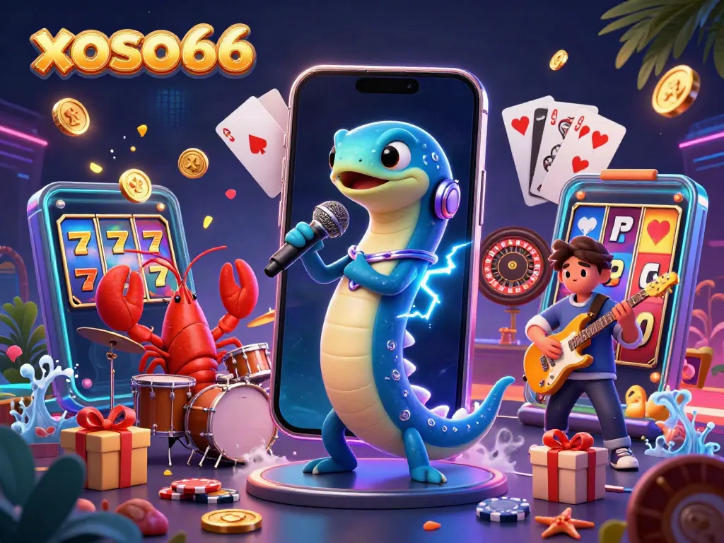 Experience the thrill of xoso66 in a vibrant underwater casino with a DJ electric eel.