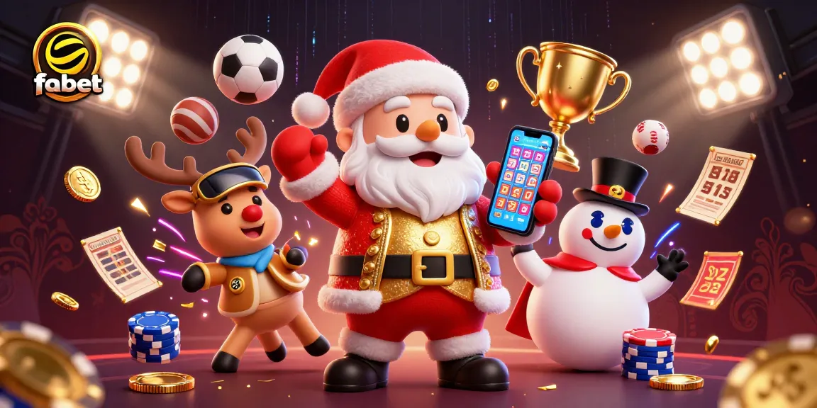 fabet's exciting casino atmosphere comes alive with Santa, his reindeer, and a snowman in a vibrant scene.