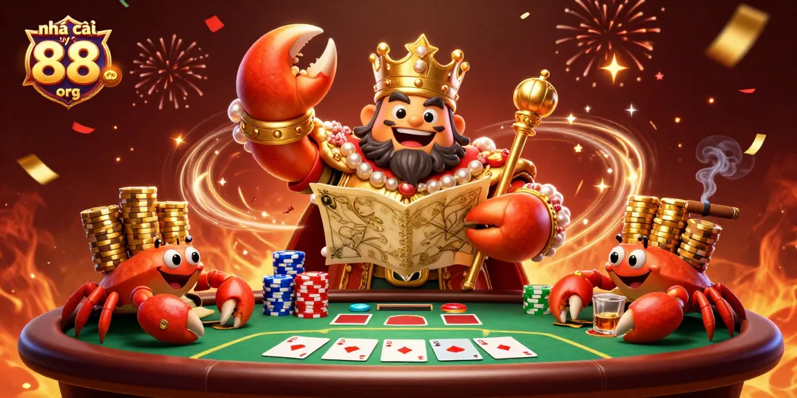 Experience the excitement of nhà cái uy tín 88 org with this captivating casino-themed illustration, featuring dynamic poker elements and characters.