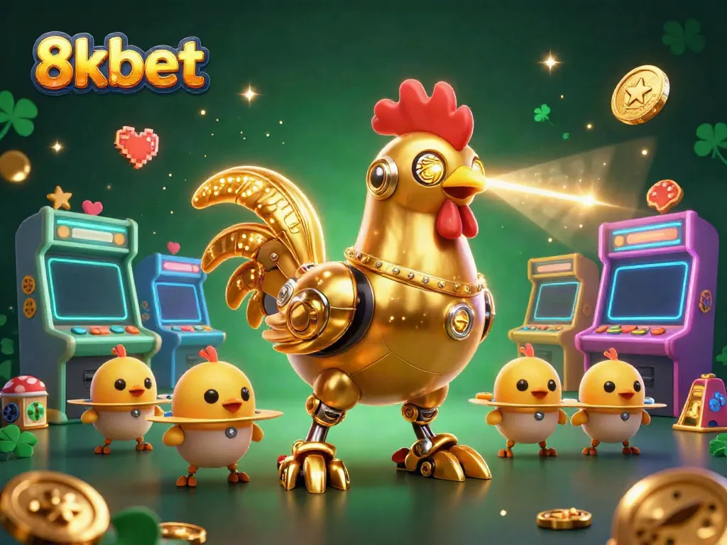 Experience thrilling games at 8kbet, featuring unique characters in a vibrant casino atmosphere.