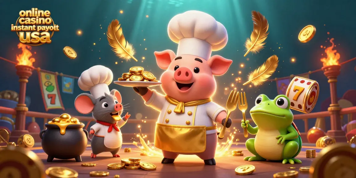 Experience thrills at the online casino instant payout usa with our chef pig and friends serving golden rewards
