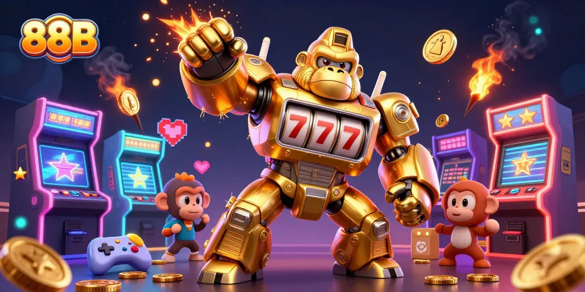 Experience winning action at 88B with a vibrant transformer mech and colorful game elements.