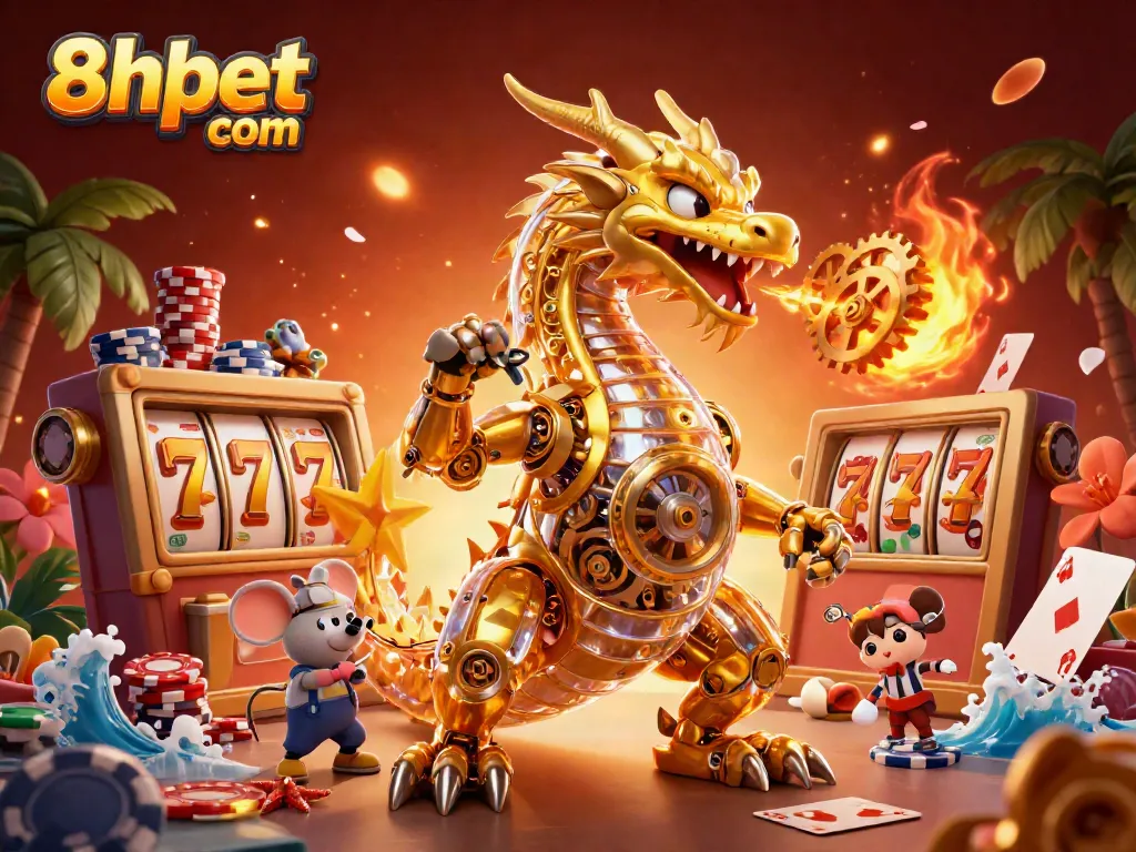 Experience thrilling gameplay at 8xbet com with a golden dragon and dynamic casino elements.