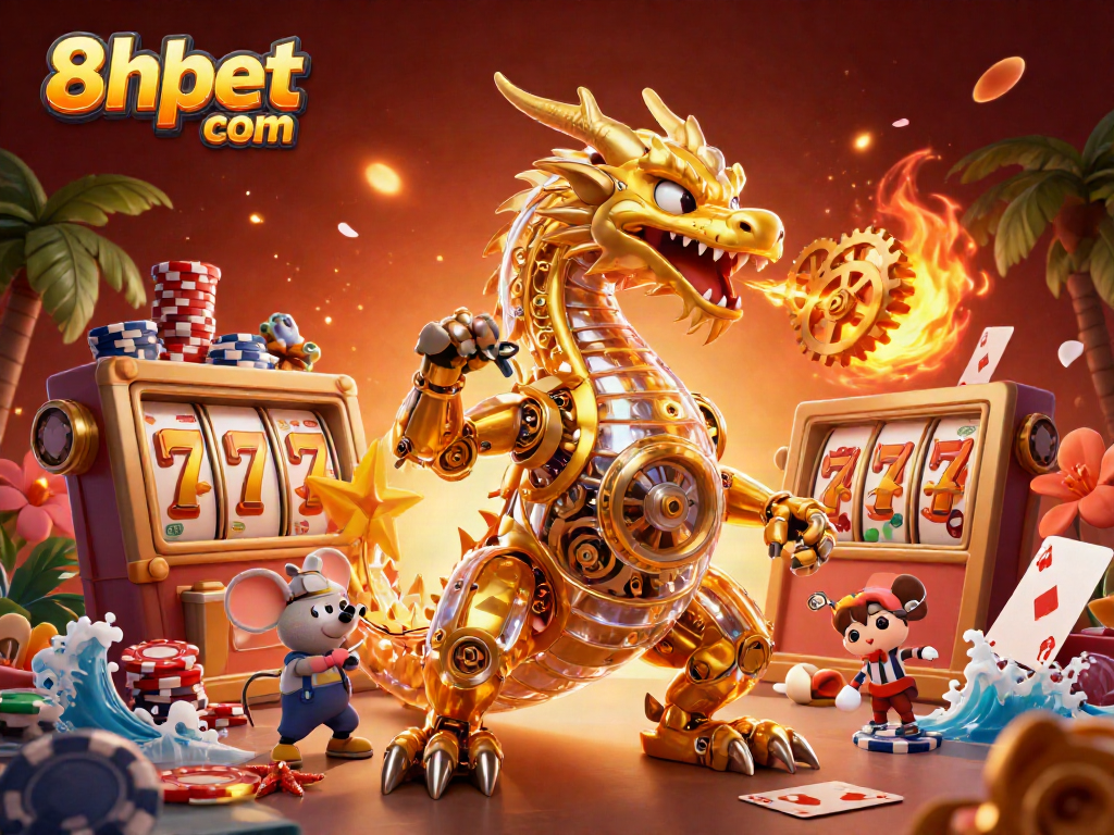 Experience thrilling gameplay at 8xbet com with a golden dragon and dynamic casino elements.