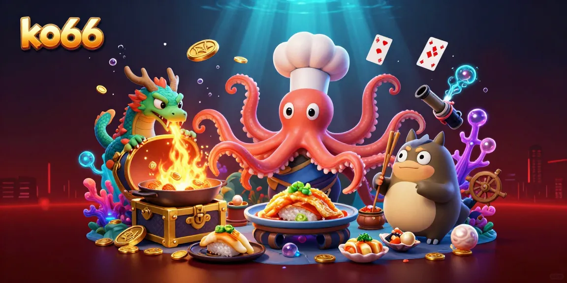 Engage in thrilling games at ko66 with a vibrant casino-themed underwater scene.