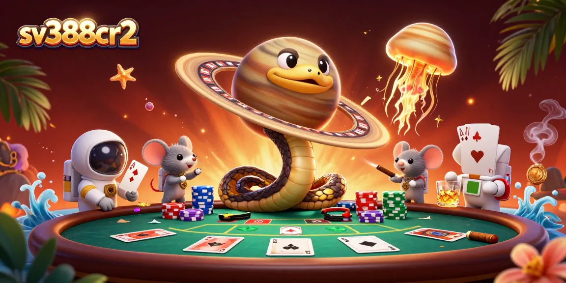Experience thrilling bets at sv388cr2 with mice astronauts and cosmic dealer in a vibrant 3D scene.