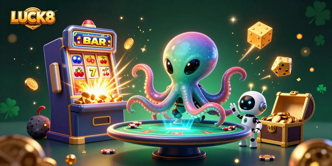 Experience thrilling casino action with LUCK8 and alien characters in a vibrant gaming universe.
