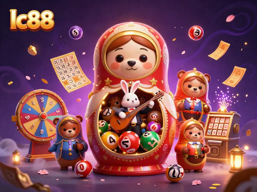 Experience the excitement of lc88 with dynamic games and cheerful characters in a vibrant casino scene.