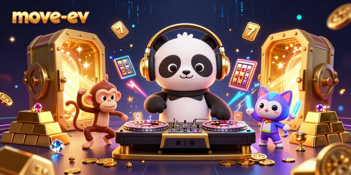 Engage in the exciting world of move-ev with an electrifying 3D casino scene featuring dynamic characters and game elements.