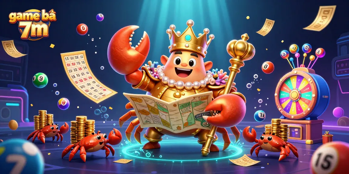 Engage in game bài 7m with the golden crab emperor amidst colorful lottery excitement and prizes.