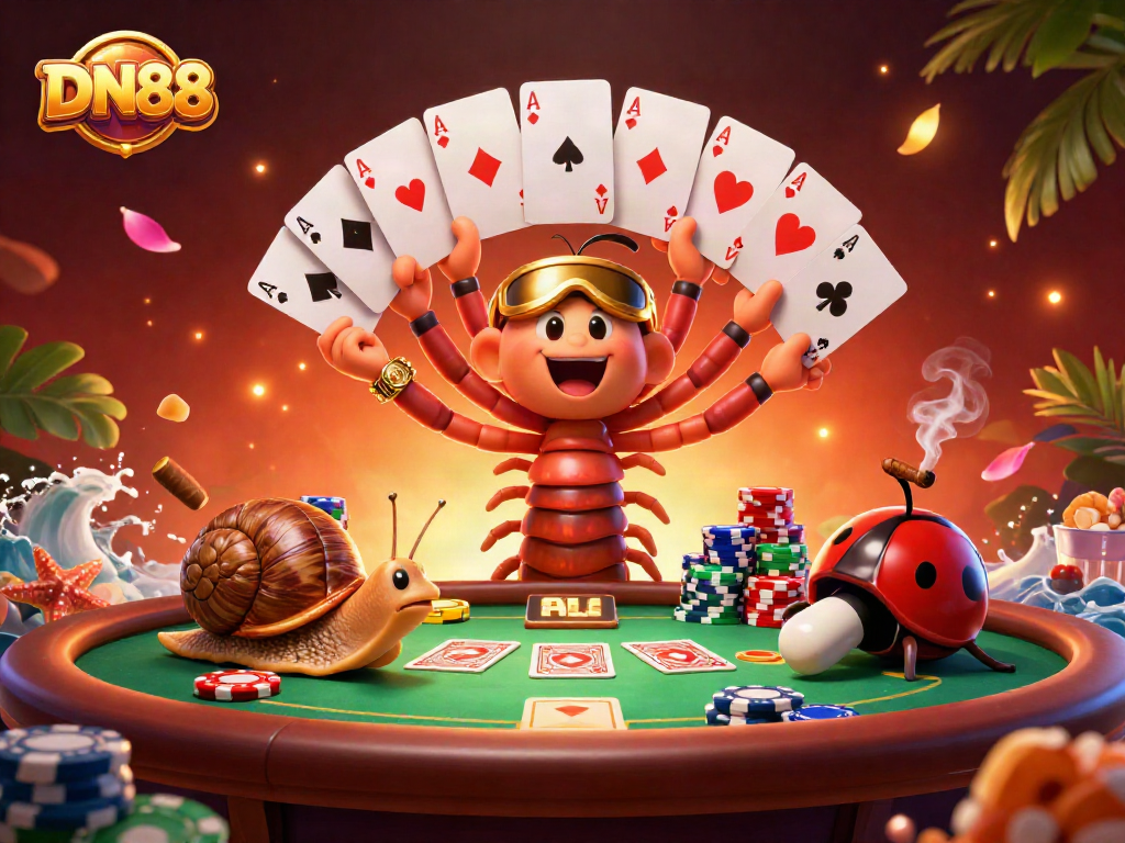 Experience thrilling action at DN88 with a vibrant scene of a millipede dealer and high-roller excitement.