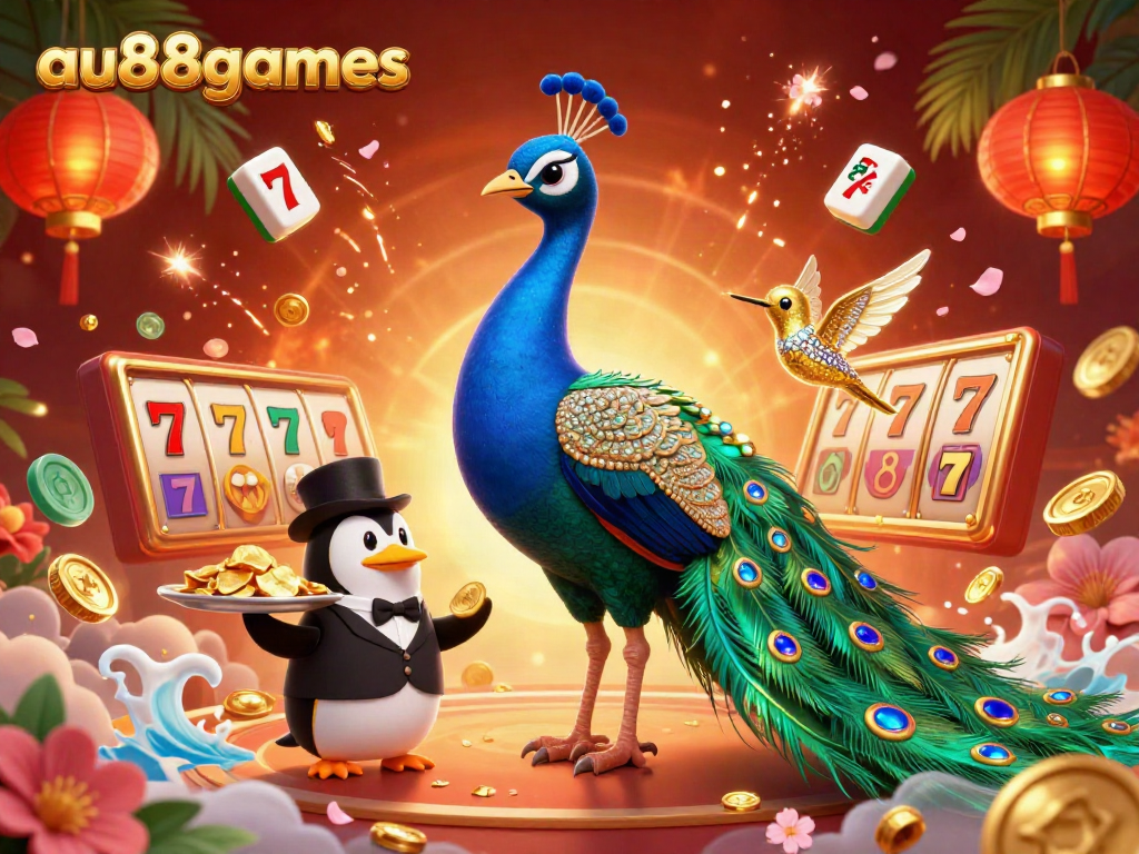 Engage in dynamic gameplay with au88games featuring vibrant characters and lively game elements in a casino-themed illustration.